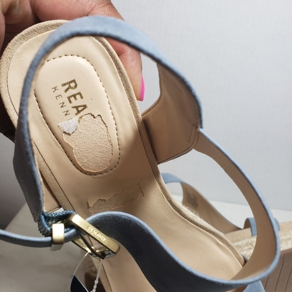 Reaction Kenneth Cole Card Sailboat Blue T-Strap Espadrille Wedge Sandal Sz 9M - Picture 11 of 12